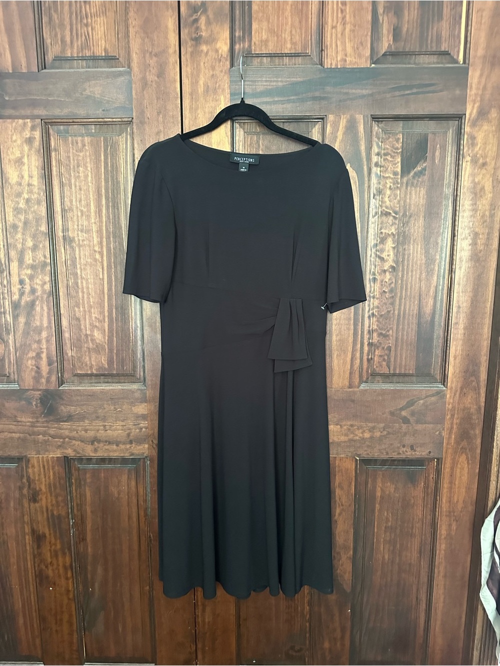 Perceptions Black Midi Dress with Side Tie Detail